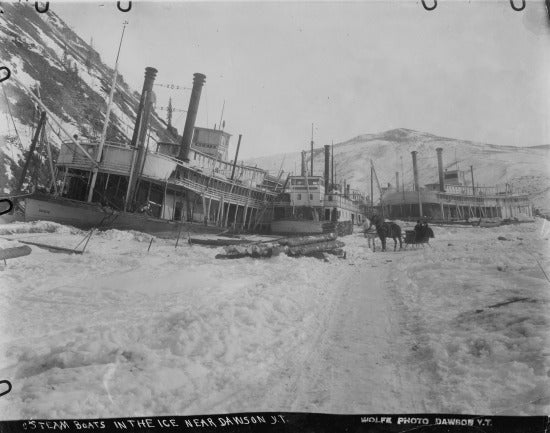 Steamboats in the Ice Near Dawson Y.T., c1915.