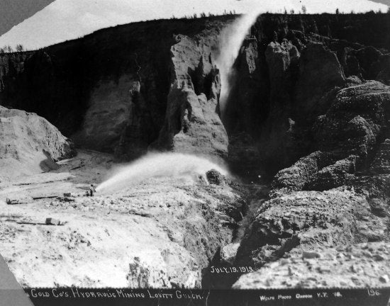 Yukon Gold's Hydraulic Mining Lovitt Gulch, July 19, 1913.
