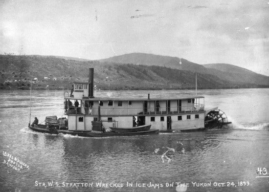 Sternwheeler W.S. Stratton Wrecked in Ice Jams on the Yukon Oct. 24, 1899