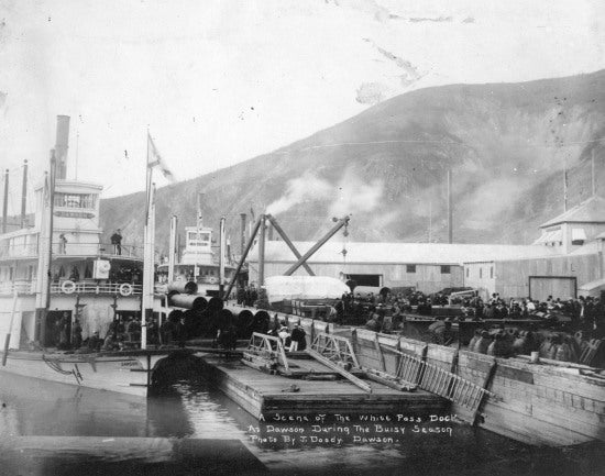 A Scene of the White Pass Dock at Dawson During the Busy Season, n.d.