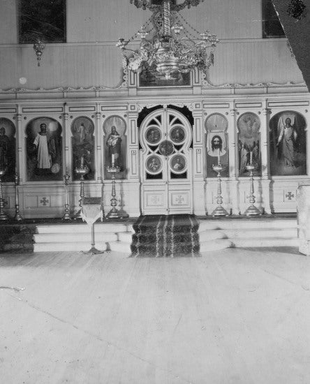 Altar of Russian Church at Ounalaska, Alaska, 1898.