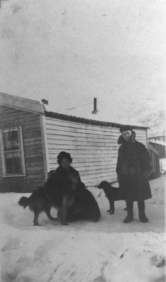 Maud and Fred Englehardt and their dogs, c1907.