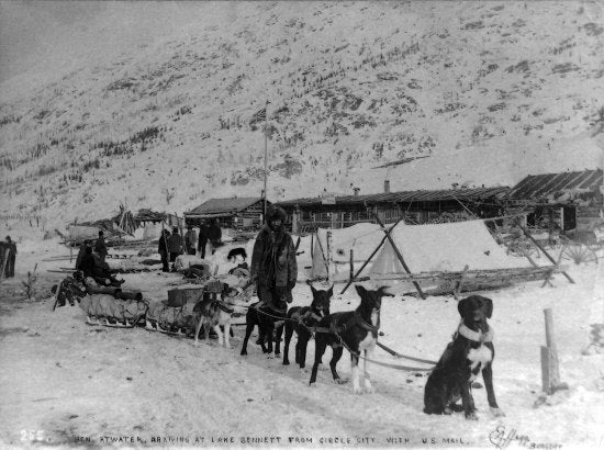 Ben. Atwater Arriving at Lake Bennett From Circle City with U.S. Mail, 1898