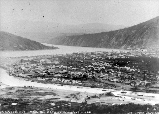 Dawson City from hill back of Klondike City, c1900