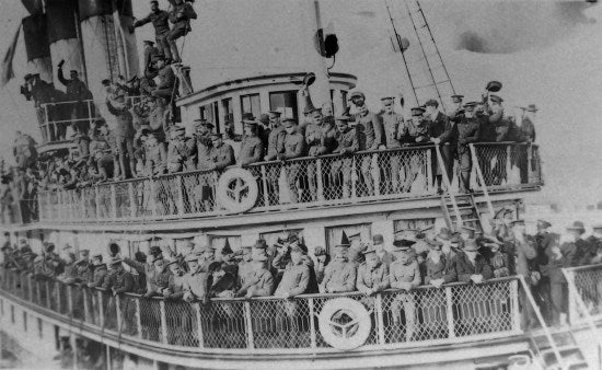 Sternwheeler with Military, c1916