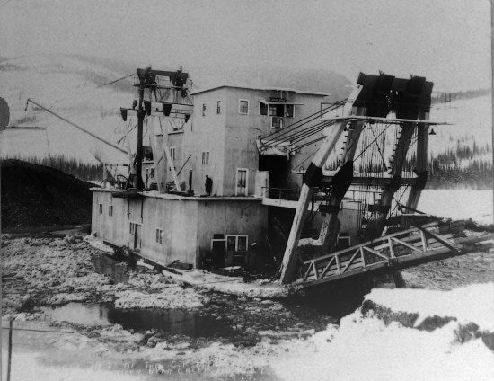 Dredge No. 2 of the Canadian Klondike Mining Company, Working Near Bear Creek, February 27, 1917.