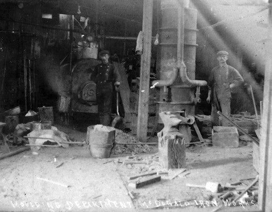 moulding department of the McDonald Iron Works and Foundry, 1901