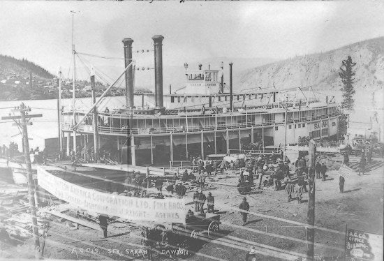 Alaska Commercial Company's Sternwheeler Sara at Dock in Dawson City, c1898.