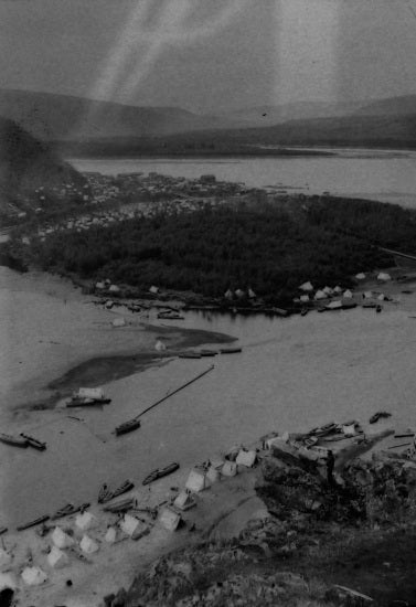 Dawson City, Klondike City and Yukon River from Crocus Bluff, c1898