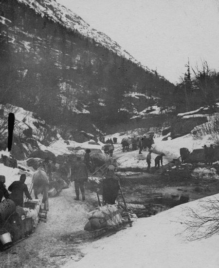 On the White Pass Trail, c1898.