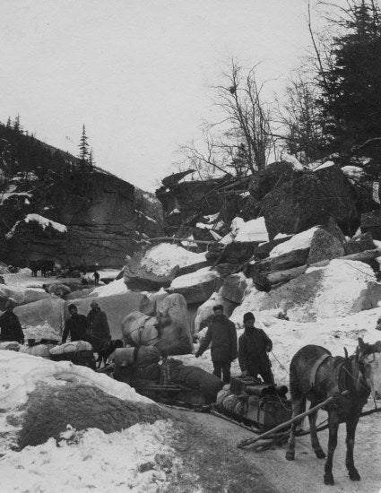 On the White Pass Trail, c1898.