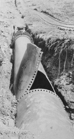 Ruptured Steel Water Pipe, c1909