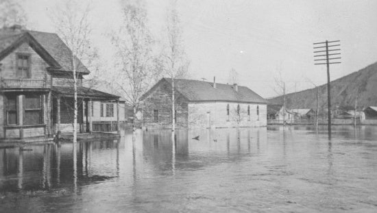 Methodist Church and Manse during the Flood of 1926