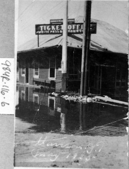 White Pass and Yukon Route Ticket Office during Flood of 1925