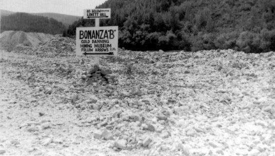 Sign for Bonanza B Gold Panning Museum, July 18, 1962