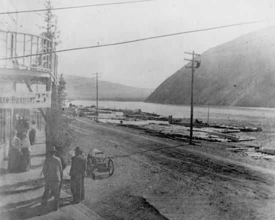 First Car Seen in Dawson City, c1900.