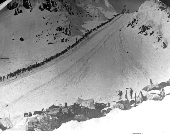 Chilkooot Pass En route to Klondike Goldfields, April 1898