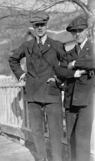Dempster & Indian Jimmie at a field P.O., c1920