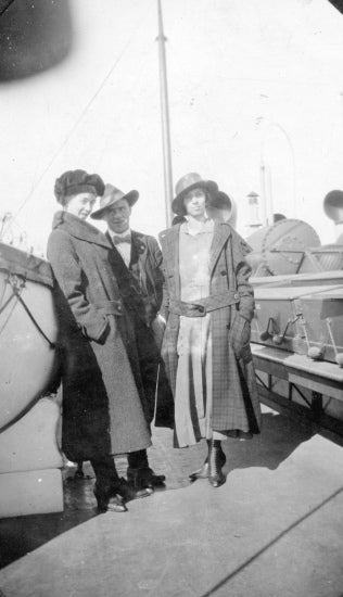 Mary, Bill and Lily on Princess Alice, c1918