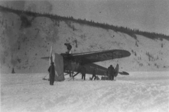 Northern Air Transport Inc.,Fokker Universal aircraft on the ice of the Yukon River, c1950