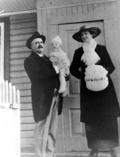 Dr. J.O. LaChapelle, Angela LaChapelle and daughter Joy, c1900.