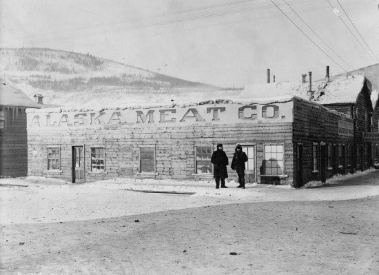 R.J. Davis and Friend on Street in Dawson, YT, 1900.