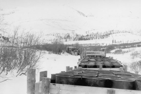 Cat Train Travelling in the North Klondike River Valley, c1950.