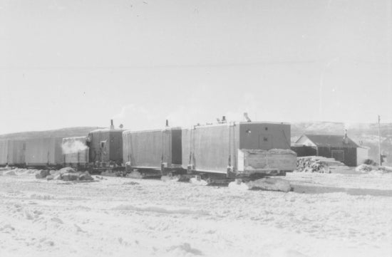 Trailers and Bunkhouses on Sleds, c1950.
