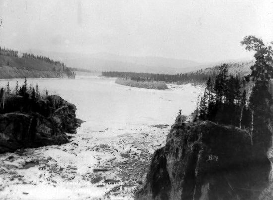 Ice Jam at Five Fingers. Looking Down The River, c1913.