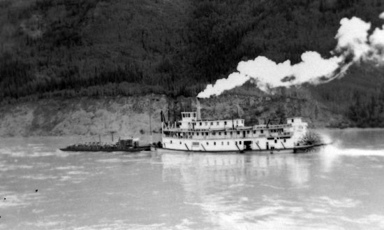 Sternwheeler and Barge on the Yukon River, c1944.
