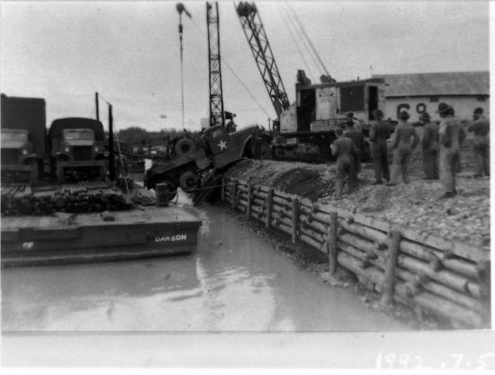 Unloading the Barge at Circle Alaska, c1944.