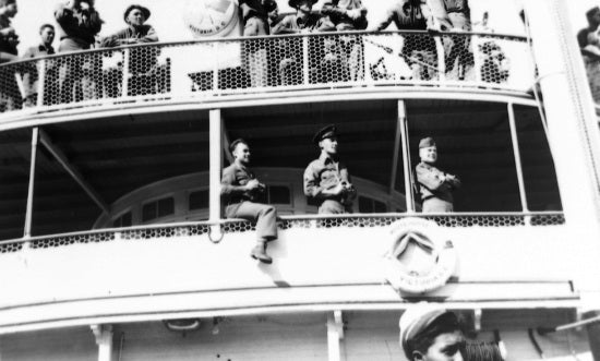 Passengers on Deck of a Sternwheeler, c1944.