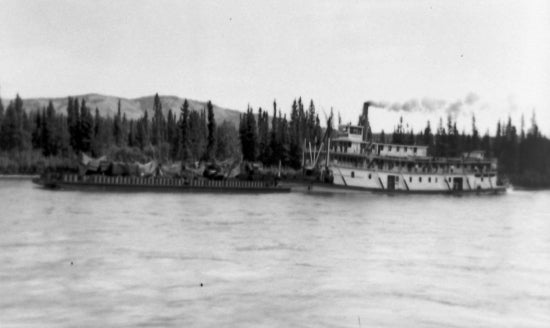 Sternwheeler and Barge, c1944.
