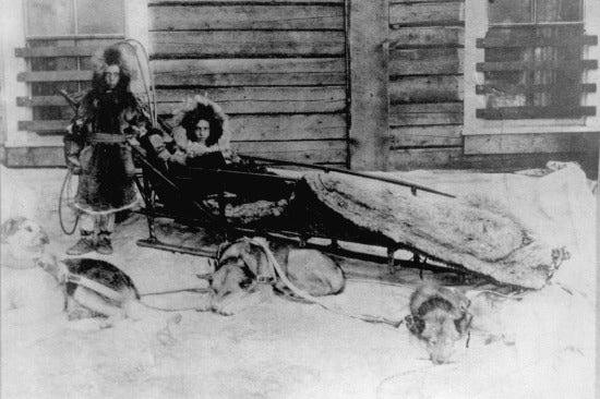 Montgomery and Crystal Brilliant Snow with their dog team at Forty Mile, 1894