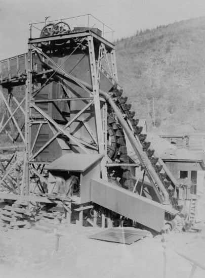 Yukon Gold Company No. 2 Elevator at 58 Below Discovery, Bonanza Creek, c1910.