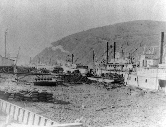 Sternwheelers at Dawson City, c1910.