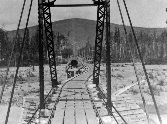 Klondike Syphon of the Yukon Ditch Under Construction, 1911.