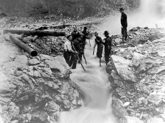 Yukon Gold Company Hydraulic Mine at Gold Hill, 1911.