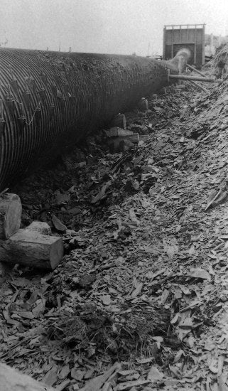 Woodstave Pipe and Pressure Box on the Yukon Ditch System, c1910.