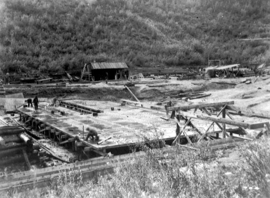 Yukon Gold Company Dredge No. 9 Under Construction, 1911.
