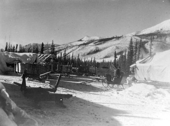 Freighting Camp Near Confluence of Tombstone and 12-Mile Rivers, c1906.