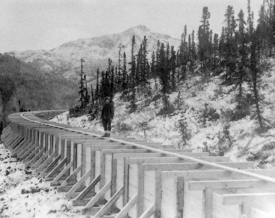 Yukon Ditch at the Little 12-Mile River, c1907.