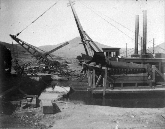 The Construction of a Dredge, c1900.
