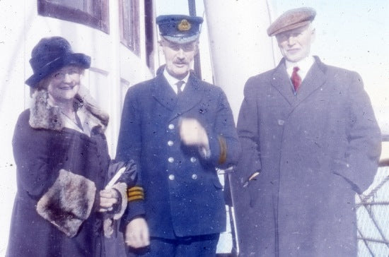 George and Martha Black with Ship's Captain, c1940.