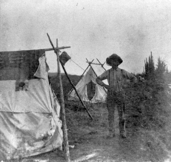 George Brownlee at Indian River Camp, 1898.