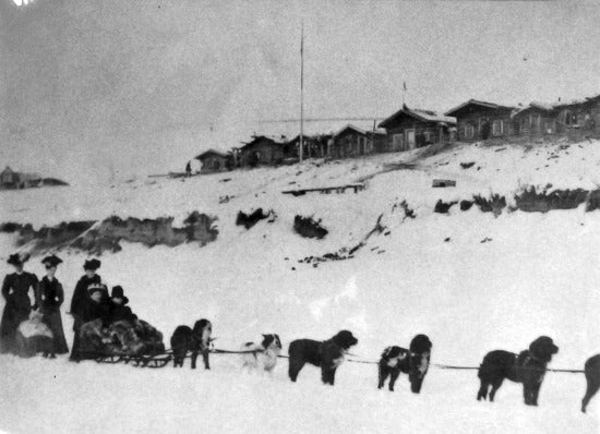 Travelling in Winter, c1900.