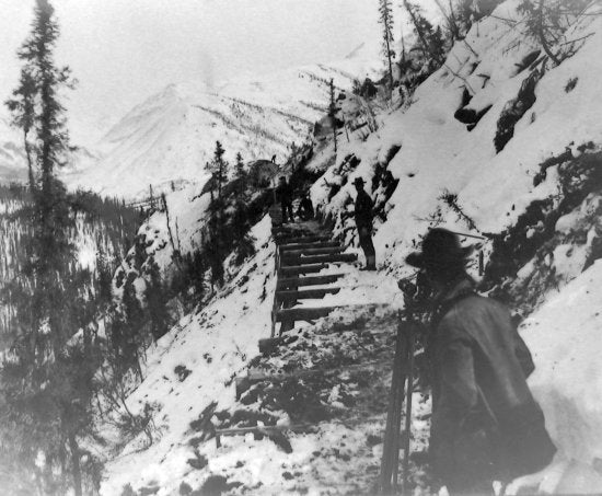 Surveyors Working At Base of Flume, c1907.
