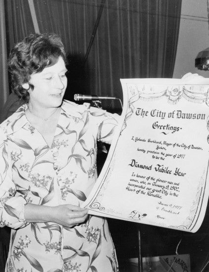 Yolanda Burkhard, Mayor of Dawson City, September 1, 1977.