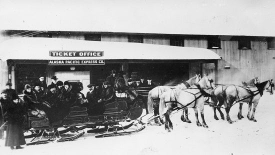 Travelling between Dawson and Whitehorse, c1900.