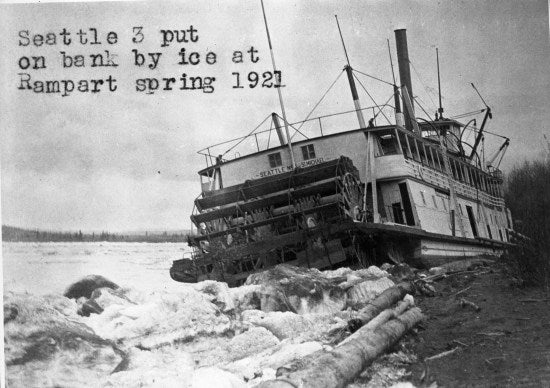 Seattle 3 Put on Bank by Ice at Rampart, 1921.